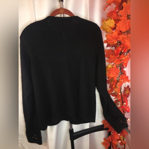 Karen Scott Evening | Women’s Black Cardigan Sweater with Bead Embellishments - Picture 9 of 10